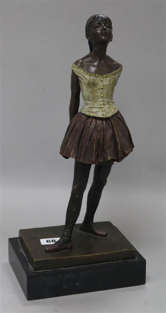 After Degas. A cold painted bronze of a ballerina